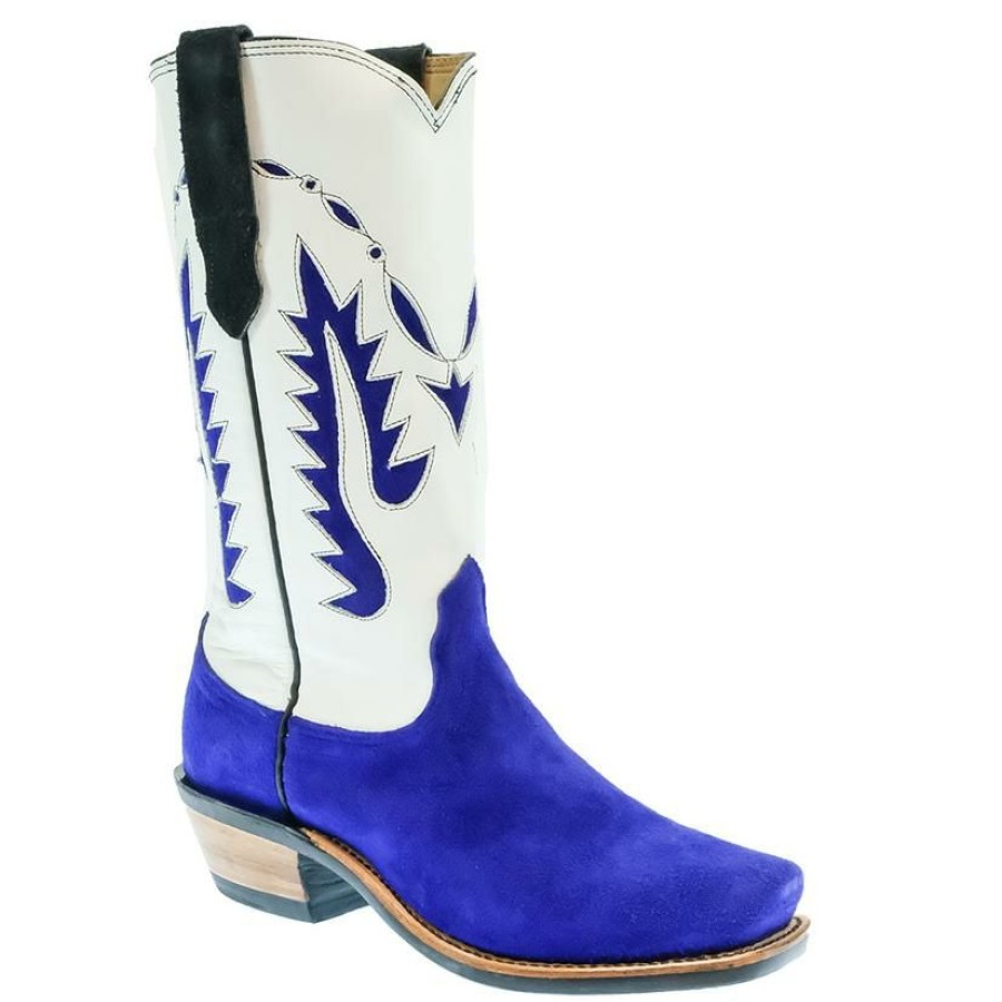 Western Boots * | Shop New Fenoglio Electric Purple Roughout White Drill Team Women'S Boot