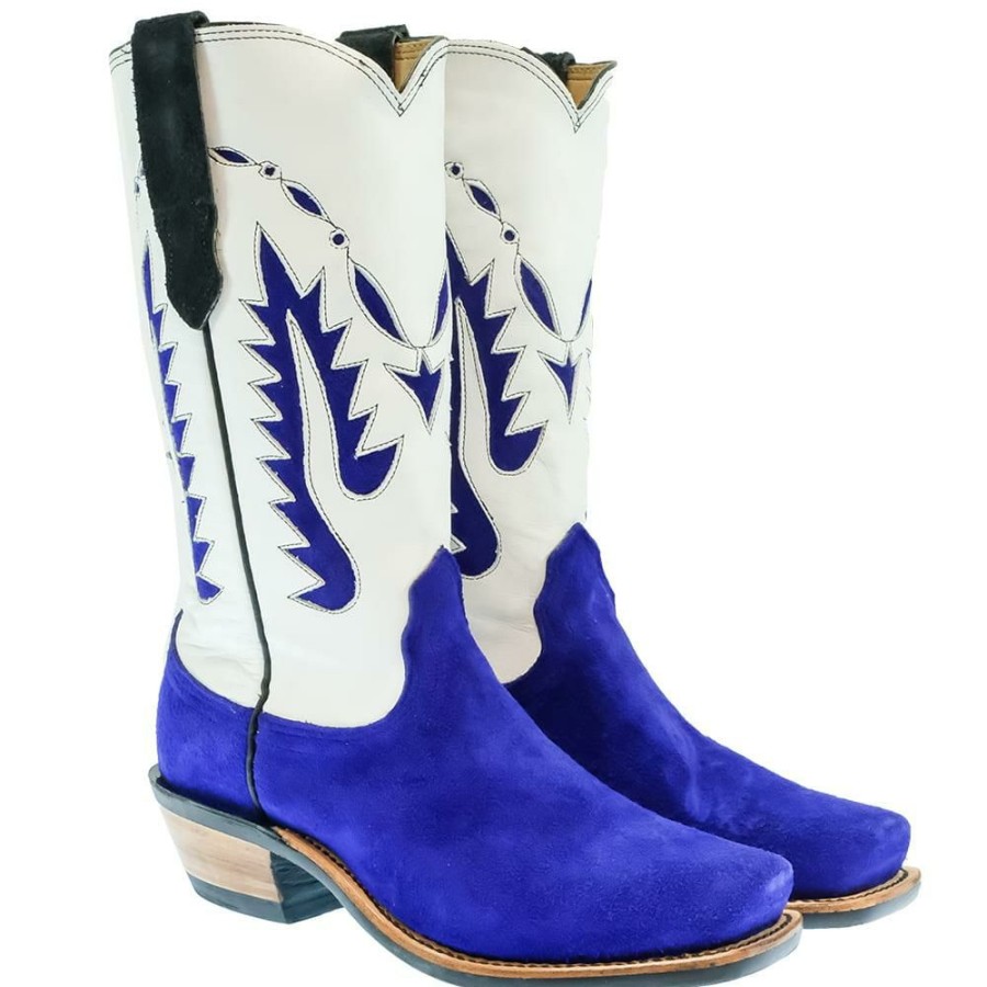 Western Boots * | Shop New Fenoglio Electric Purple Roughout White Drill Team Women'S Boot