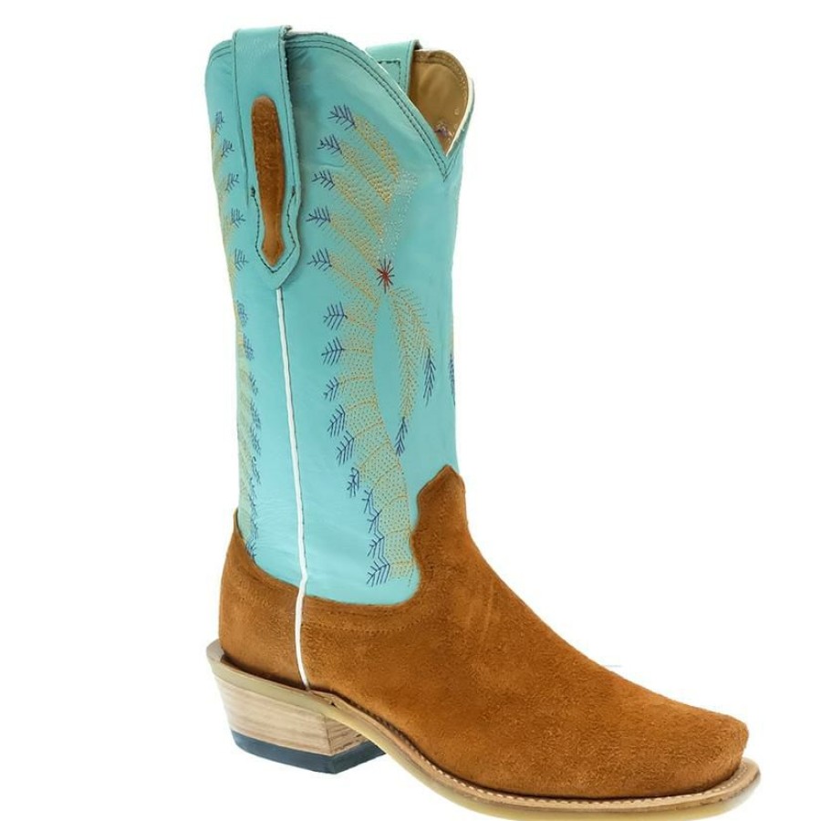 Western Boots * | Wholesale Fenoglio Tiffany Blue Shaft Roughout Women'S Boot