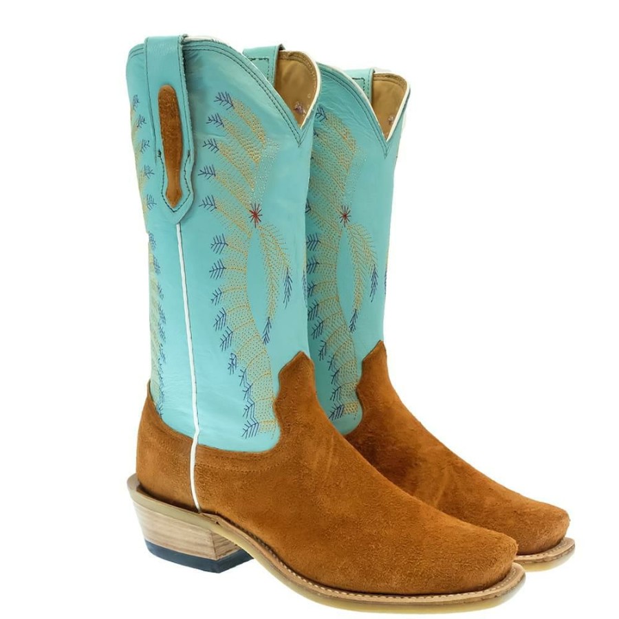 Western Boots * | Wholesale Fenoglio Tiffany Blue Shaft Roughout Women'S Boot