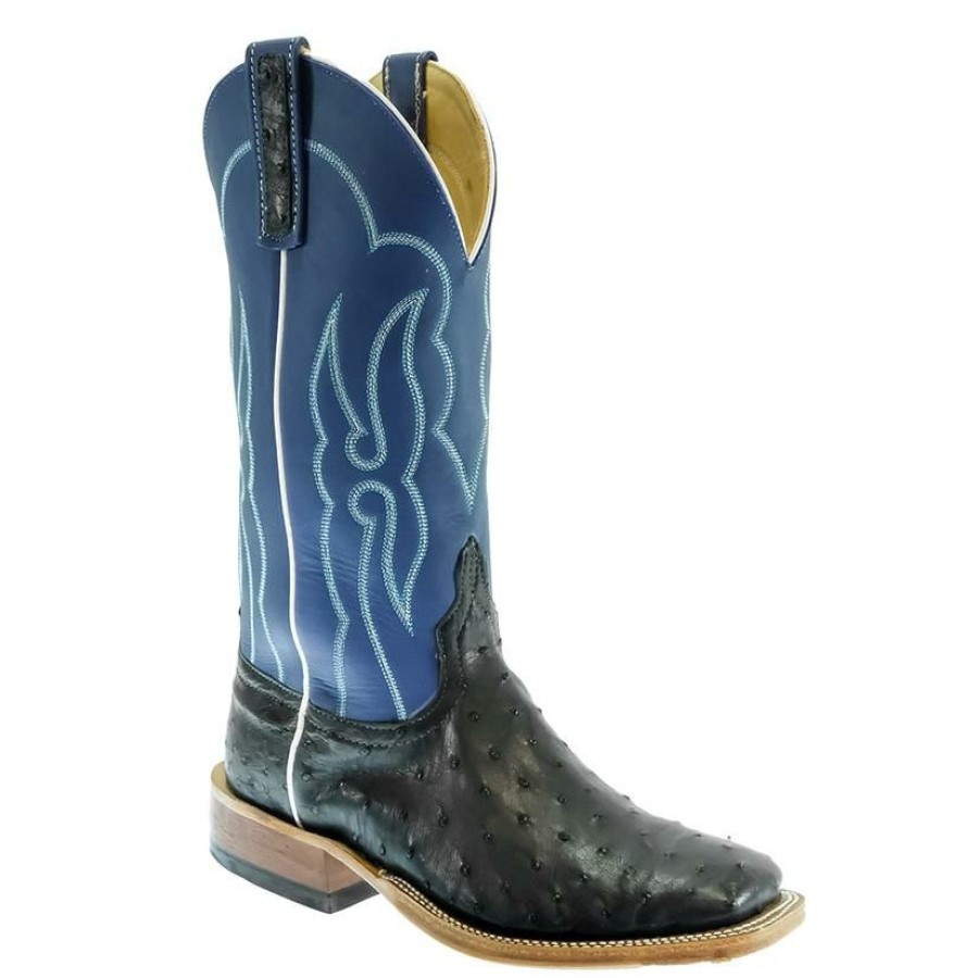 Western Boots * | New Anderson Bean Black Full Quill Ostrich Orchid Top Men'S Boots