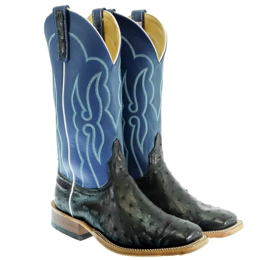 Western Boots * | New Anderson Bean Black Full Quill Ostrich Orchid Top Men'S Boots