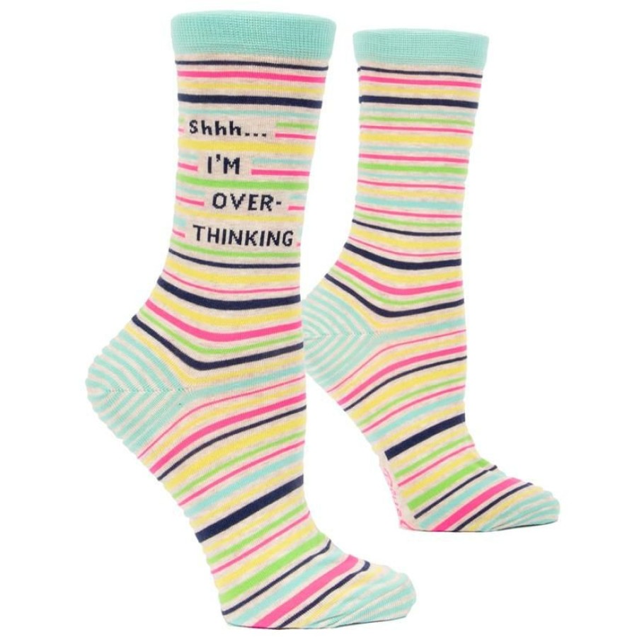 Socks * | Shop New Blue Q Shh, I'M Overthinking Women'S Crew Socks