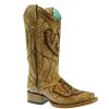 Western Boots * | Excellent Corral Straw Horseshoe Embroidered With Crystal Studs Women'S Boots