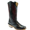 Western Boots * | Best Guaranteed Fenoglio Black Cherry Full Quill Ostrich Black Smooth Italian Men'S Boot