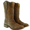 Western Boots * | 100% Guarantee Corral Barbed Wire Brown Woven Square Toe Men'S Boots