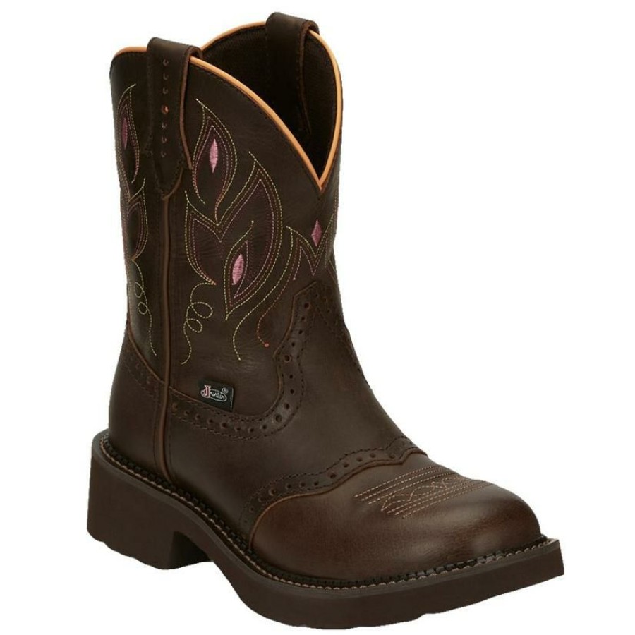 Western Boots * | Shop New Justin Gemma Brown And Pink Women'S Boots