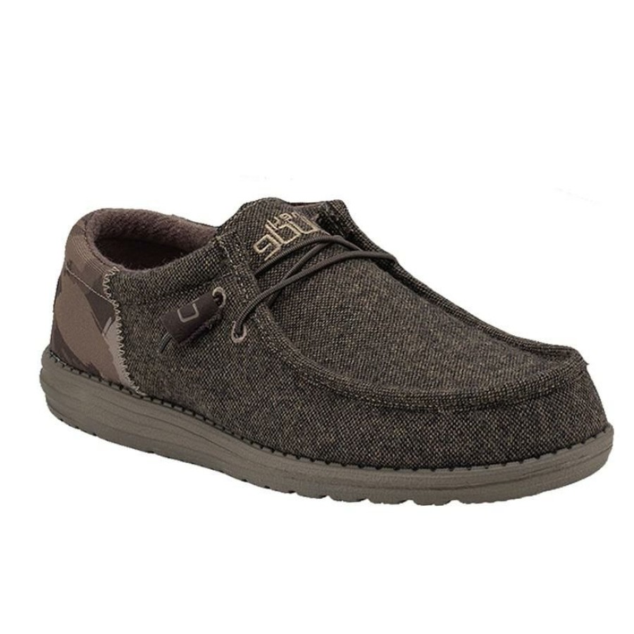 Shoes * | Outlet Sale Hey Dude Wally Funk Wool Dark Brown Camo Men'S Shoes