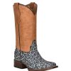 Western Boots * | Best Guaranteed Circle G Turquoise Honey Leopard Print Youth Girl'S Boot