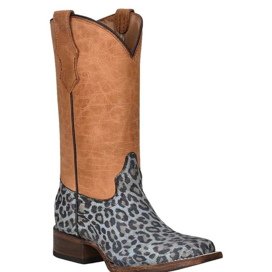 Western Boots * | Best Guaranteed Circle G Turquoise Honey Leopard Print Youth Girl'S Boot