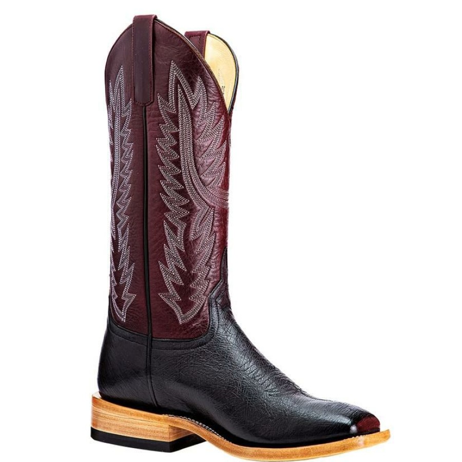 Western Boots * | Wholesale Horsepower Top Hand Black Smooth Ostrich Men'S Boots