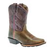 Western Boots * | Shop New Dan Post Majesty Tan Purple Girl'S Kid Boots