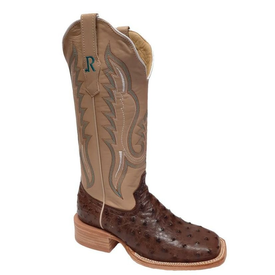 Western Boots * | Outlet Sale R. Watson Women'S Kango Tabac Bruciato Full Quill Ostrich Boots