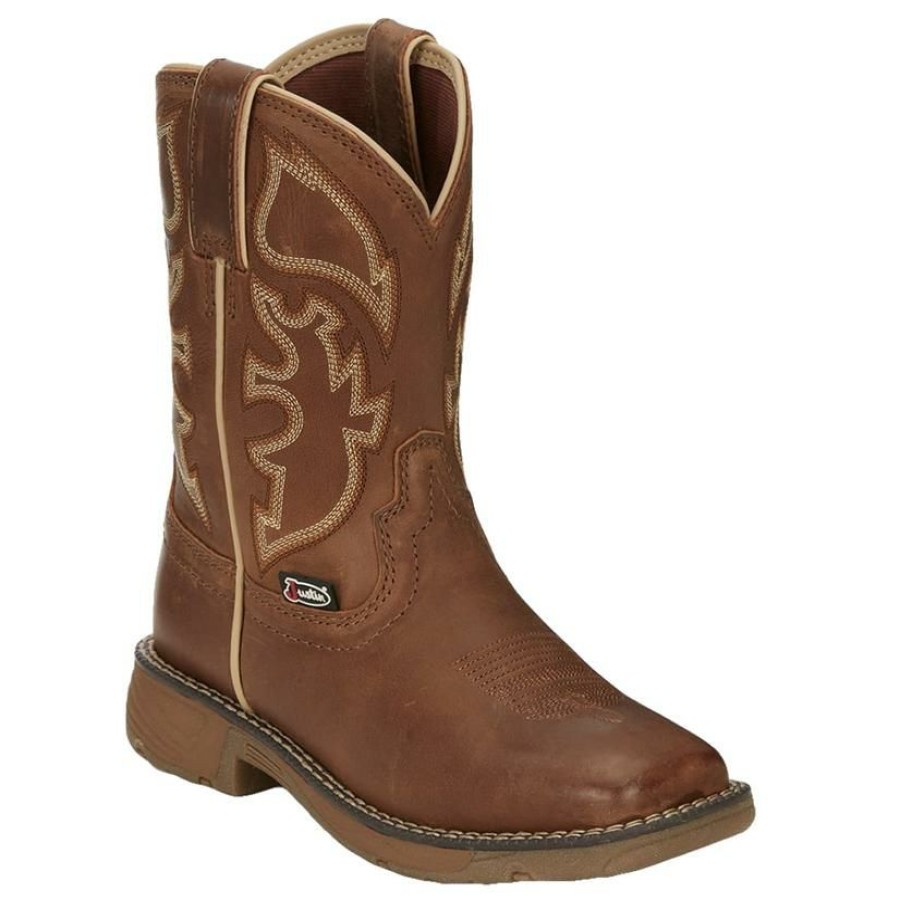 Western Boots * | Less Expensive Justin Saddle Tan Rush Kid'S Boots