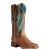 Western Boots * | New Ariat Womens Ventek Ultra Distressed Brown And Turquoise Boot