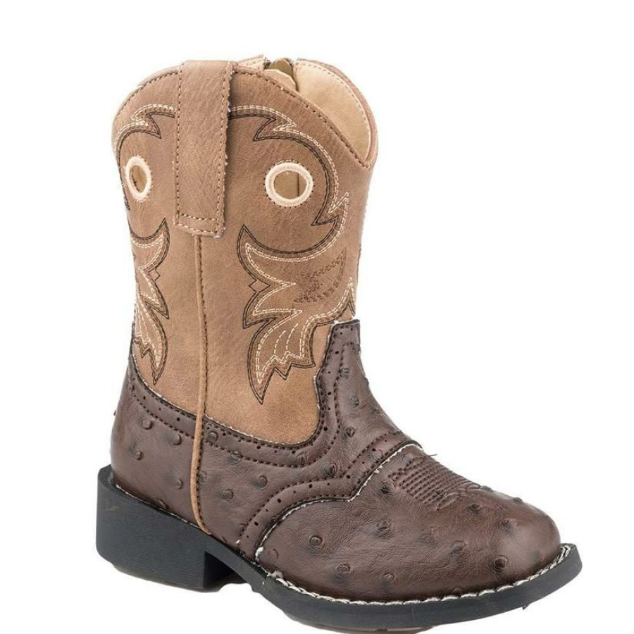 Western Boots * | Reasonable Price Roper Tan Brown Faux Ostrich Toddler Boots