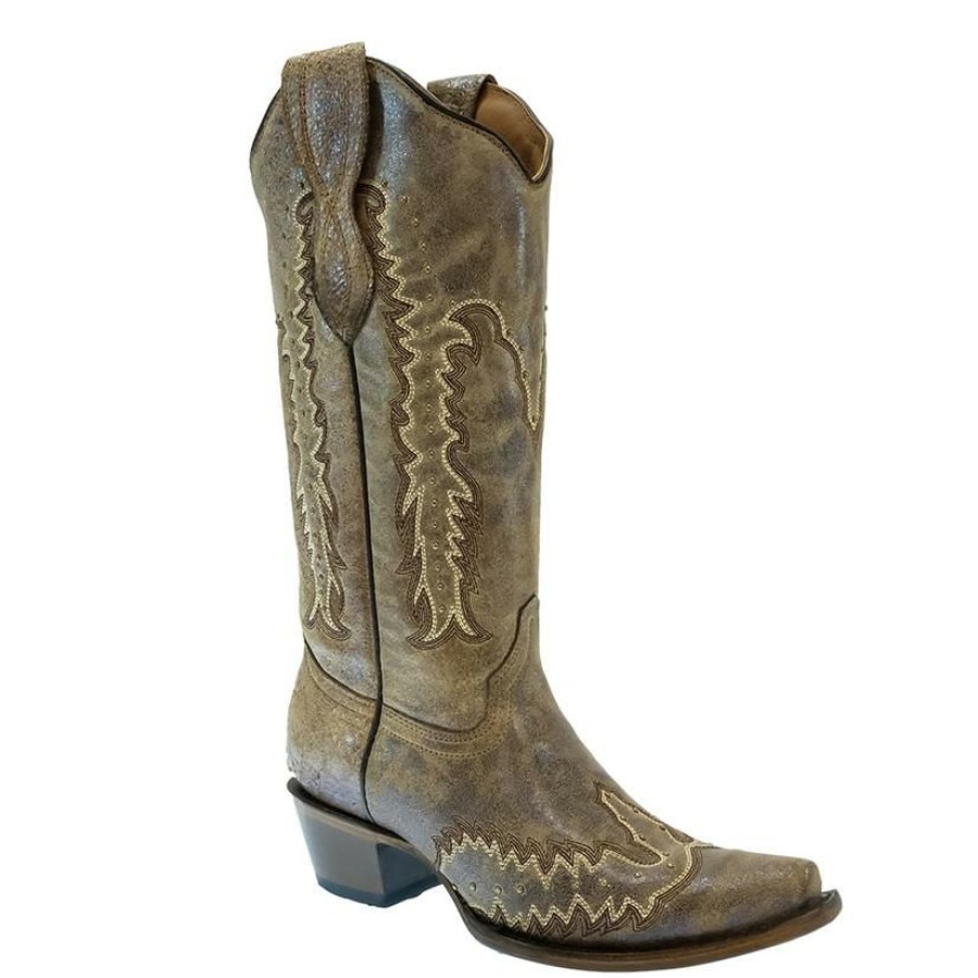 Western Boots * | New Circle G Bronze Embroidery Studded Women'S Boots