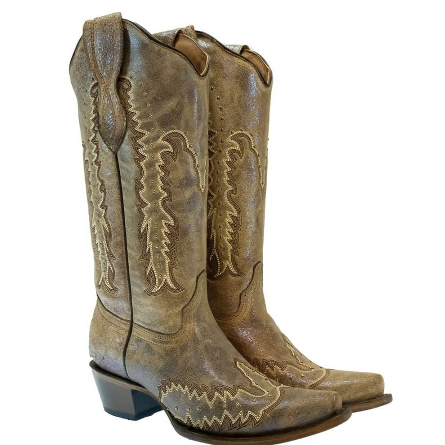 Western Boots * | New Circle G Bronze Embroidery Studded Women'S Boots