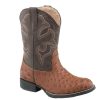 Western Boots * | Best Sale Roper Tan Ostrich Kids Round Toe Boot