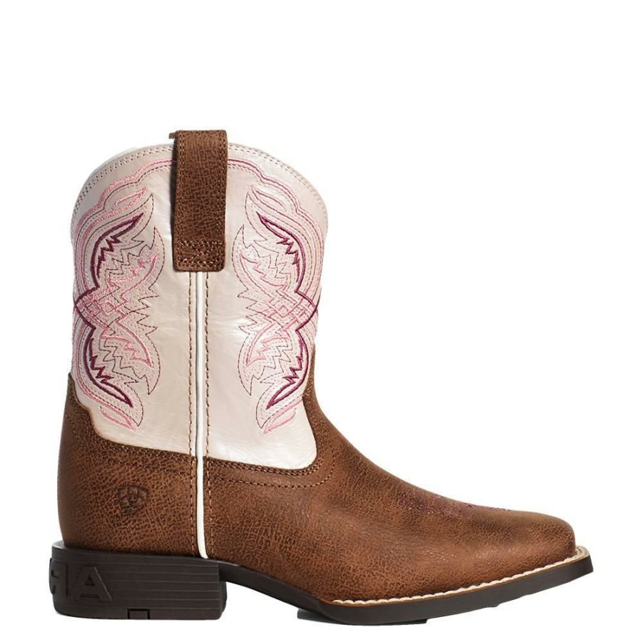 Western Boots * | 100% Guarantee Ariat Double Kicker Pink Girl'S Kid And Youth Boots