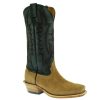 Western Boots * | Best Sale Fenoglio Men'S Natural Brown Rowdy Roughout With Black Upper Boots