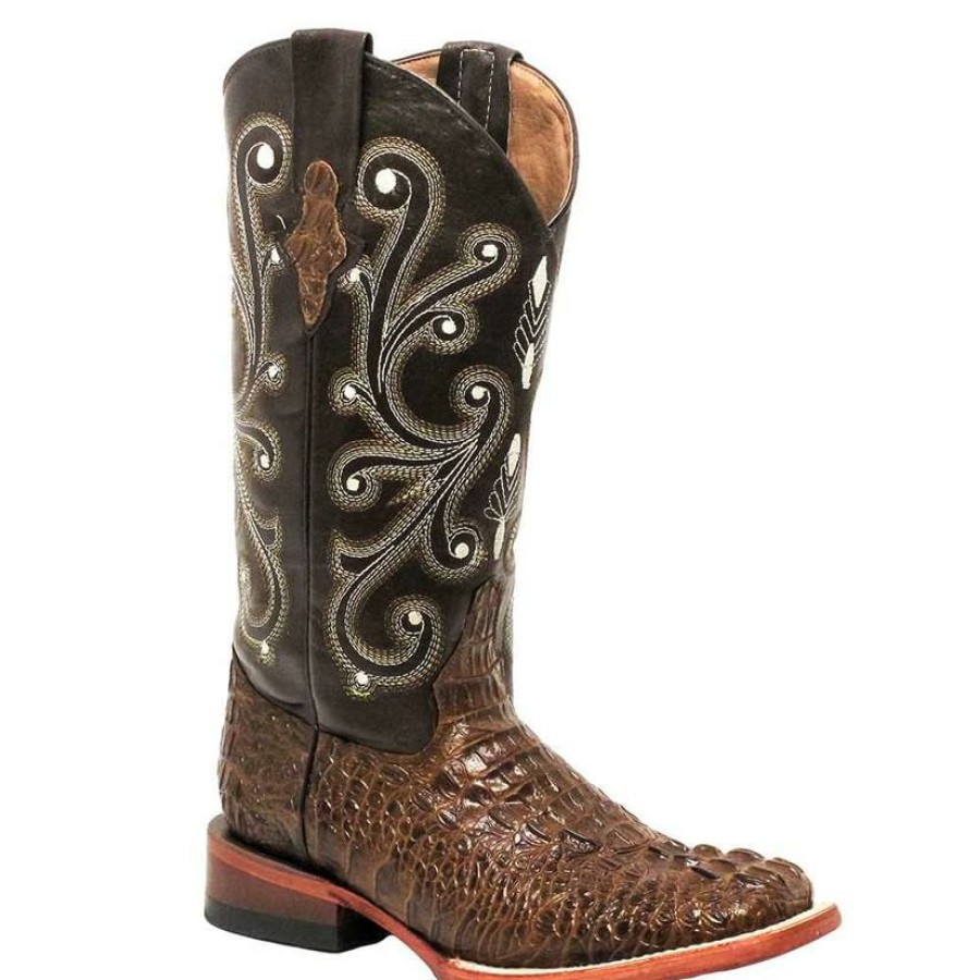 Western Boots * | Official Ferrini Womens Sport Rust Caiman Print Boots