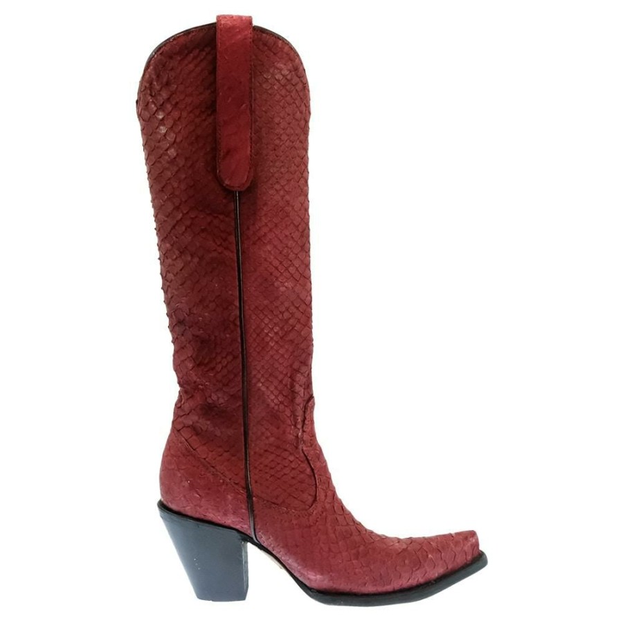 Western Boots * | Excellent Corral Red Suede Python Women'S Boots