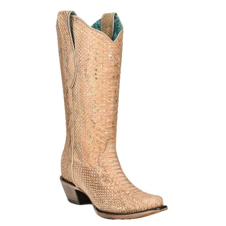 Western Boots * | Official Corral Boots Women'S Nude Full Python Boots