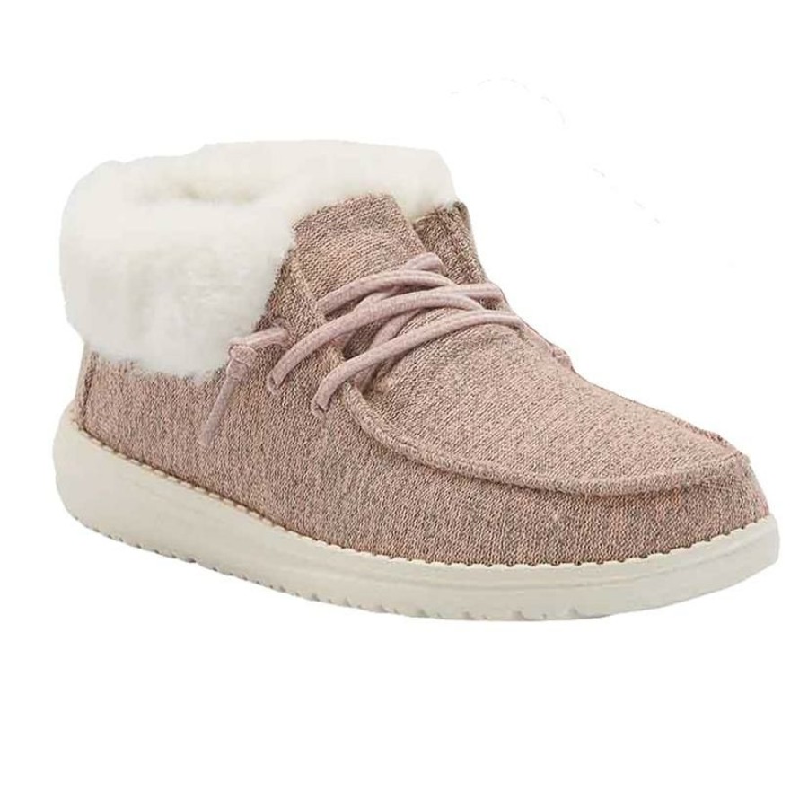 Shoes * | Clearance Hey Dude Britt Stretch Fleece Pink Youth Shoes