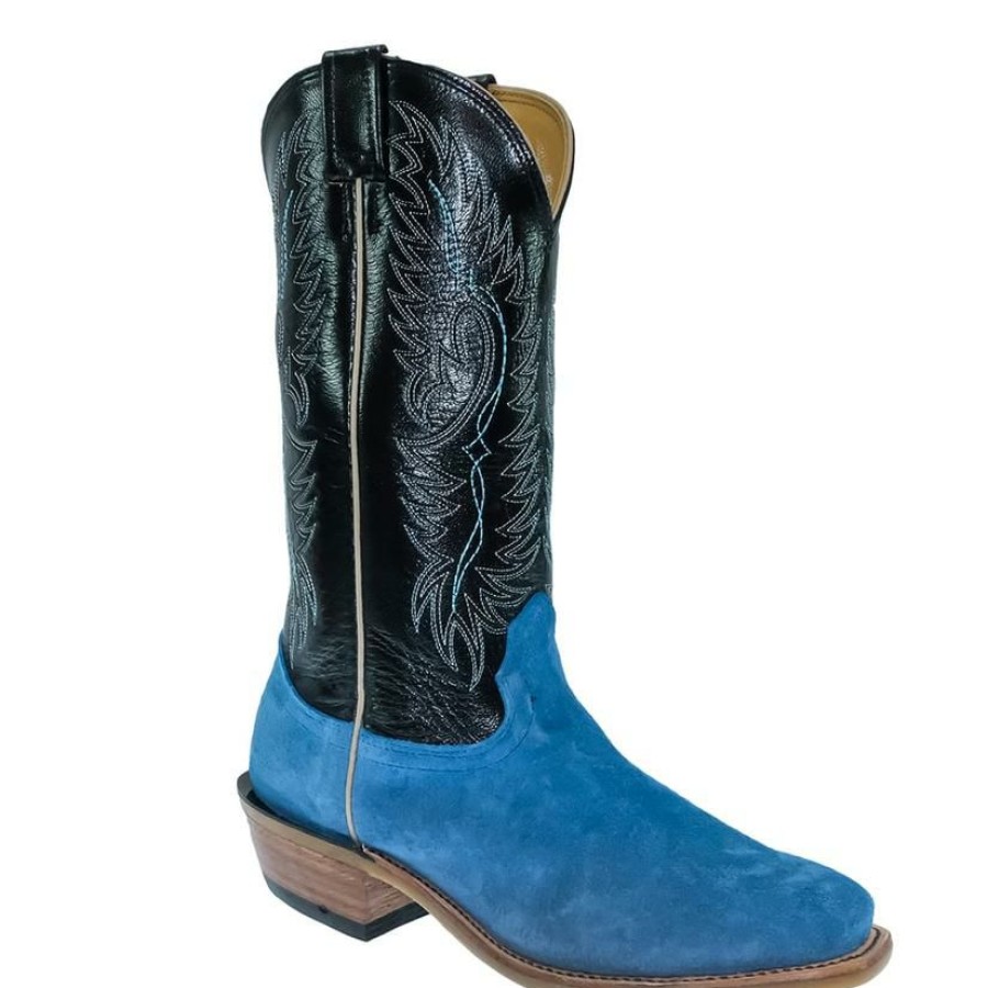 Western Boots * | New Fenoglio Skyblue Roughout Black Glazed Men'S Boots