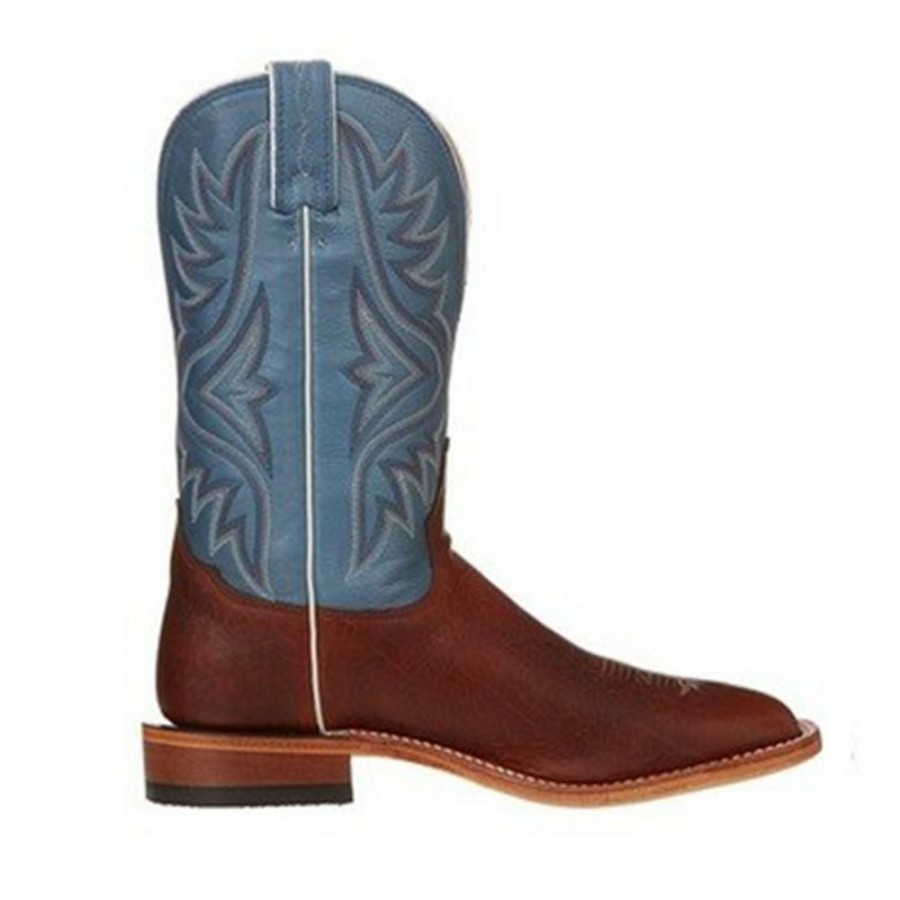 Western Boots * | Cheap Tony Lama Mens Americana Pecan Bison Square Toe Boots