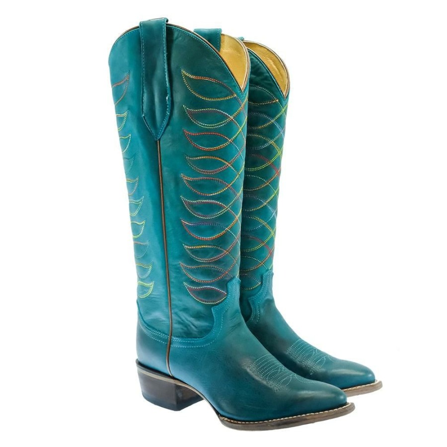 Western Boots * | Cheap Justin Whitley Vintage Turquoise Women'S Boots