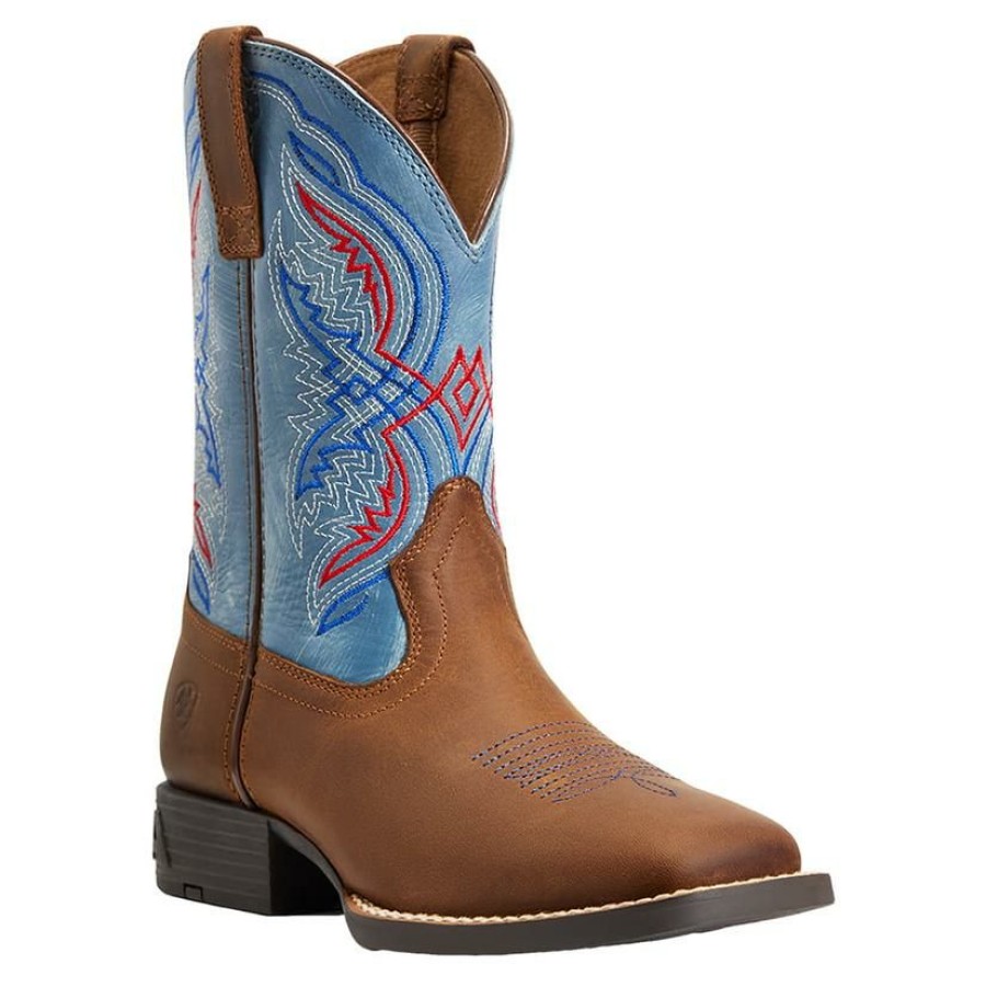 Western Boots * | Best Sale Ariat Double Kicker Stone Blue Boy'S Boots