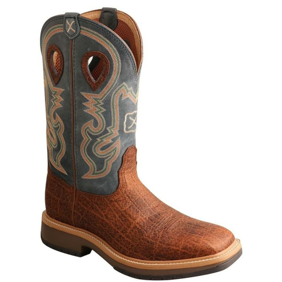 Western Boots * | Crazy Deals Twisted X Distressed Brown And Blue Horseman Men'S Boots