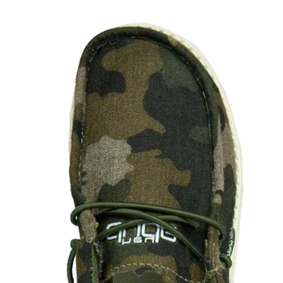 Shoes * | Limited Edition Hey Dude Wally Youth Linen Camo Shoes