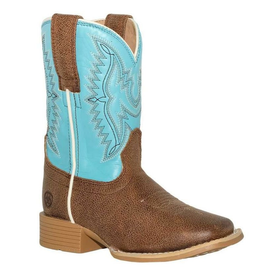 Western Boots * | Best Guaranteed Ariat Bristo Tan Tilt Bustin Blue Kid And Youth Boot