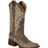 Western Boots * | New Corral Womens Crater Bone Embroidered Cowgirl Boots