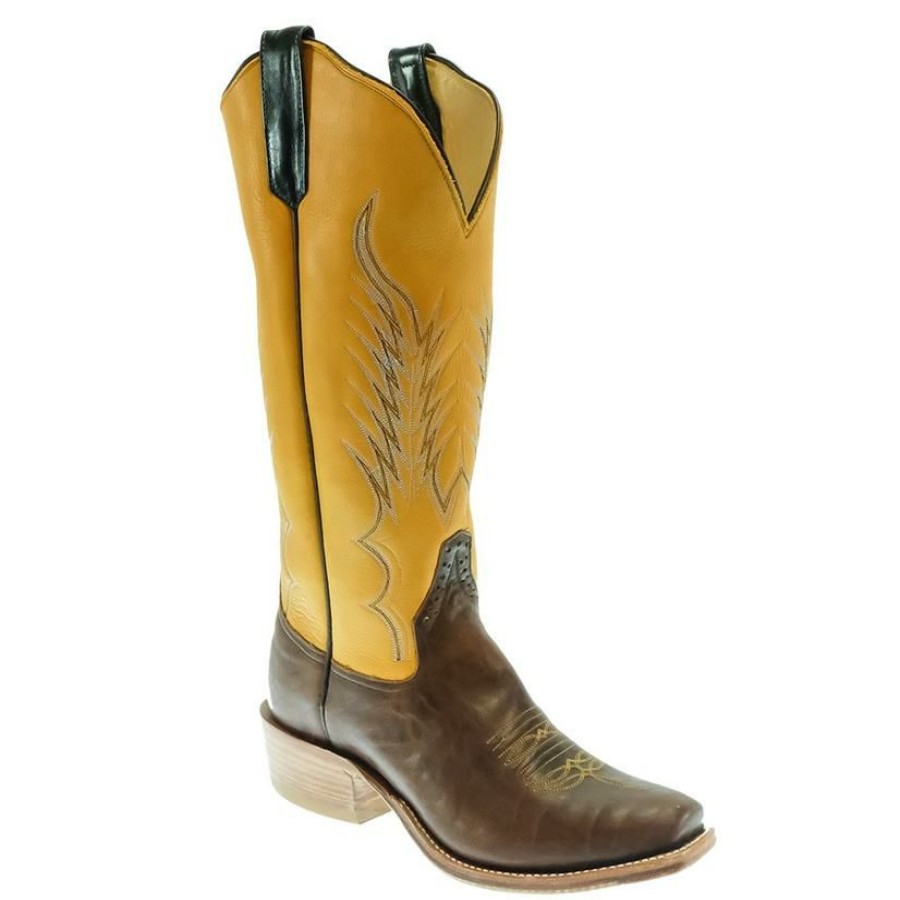 Western Boots * | Wholesale Rios Of Mercedes Canela Navajo Bison Yellow Top Men'S Boots