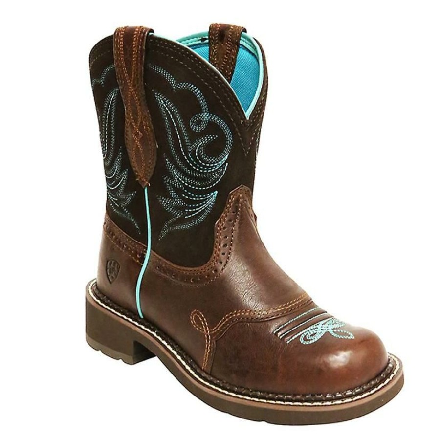 Western Boots * | Best Sale Ariat Womens Fatbaby Heritage Dapper Brown Turquoise Boots