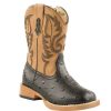 Western Boots * | Best Sale Roper Toddler Black Tan Ostrich Print Boots