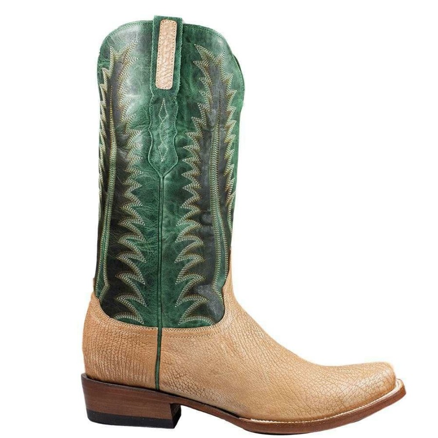 Western Boots * | Official Azulado Rip Sanded Shark With Green Top Men'S Boots