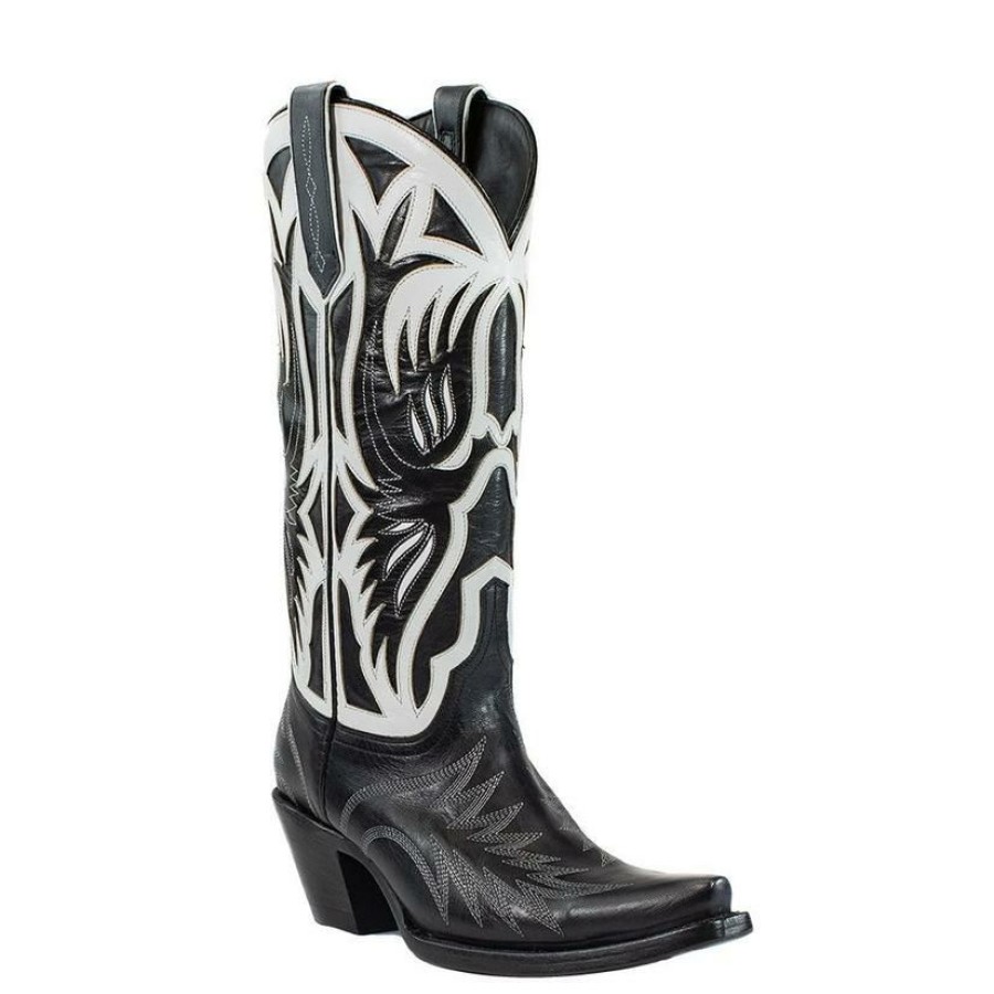 Western Boots * | Outlet Sale Azulado Sam Black And White Calf Women'S Boots