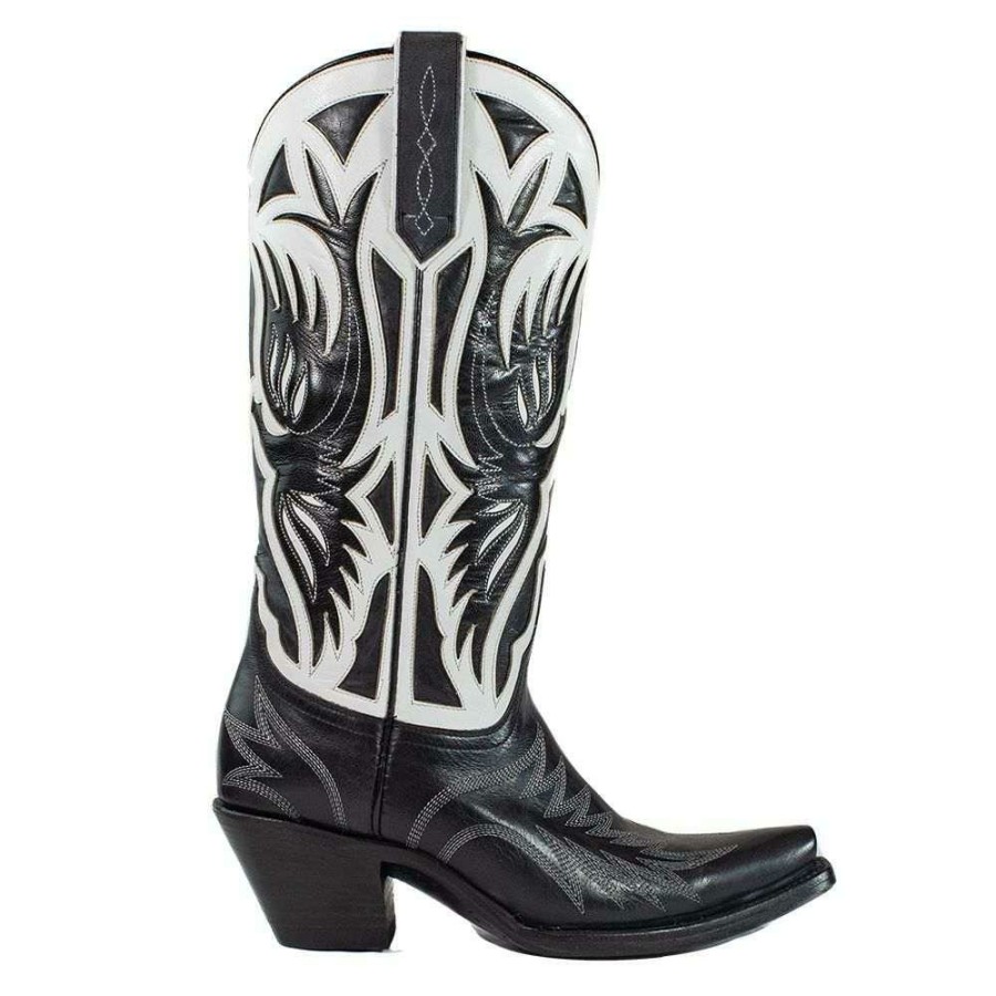 Western Boots * | Outlet Sale Azulado Sam Black And White Calf Women'S Boots