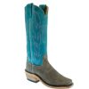 Western Boots * | Reasonable Price Olathe Grey Turquoise Navajo Bison Women'S Boots