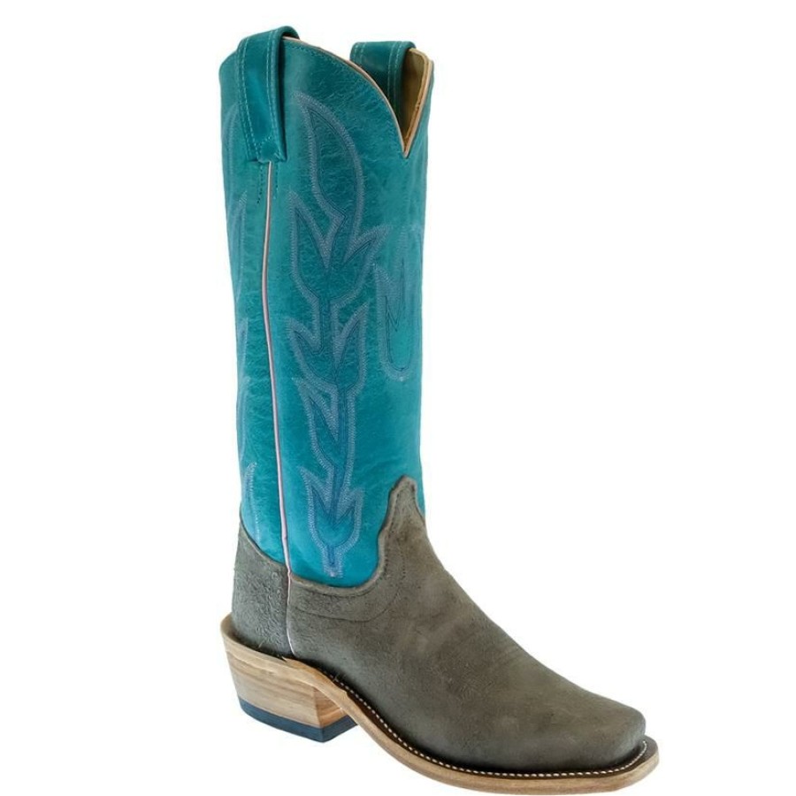 Western Boots * | Reasonable Price Olathe Grey Turquoise Navajo Bison Women'S Boots