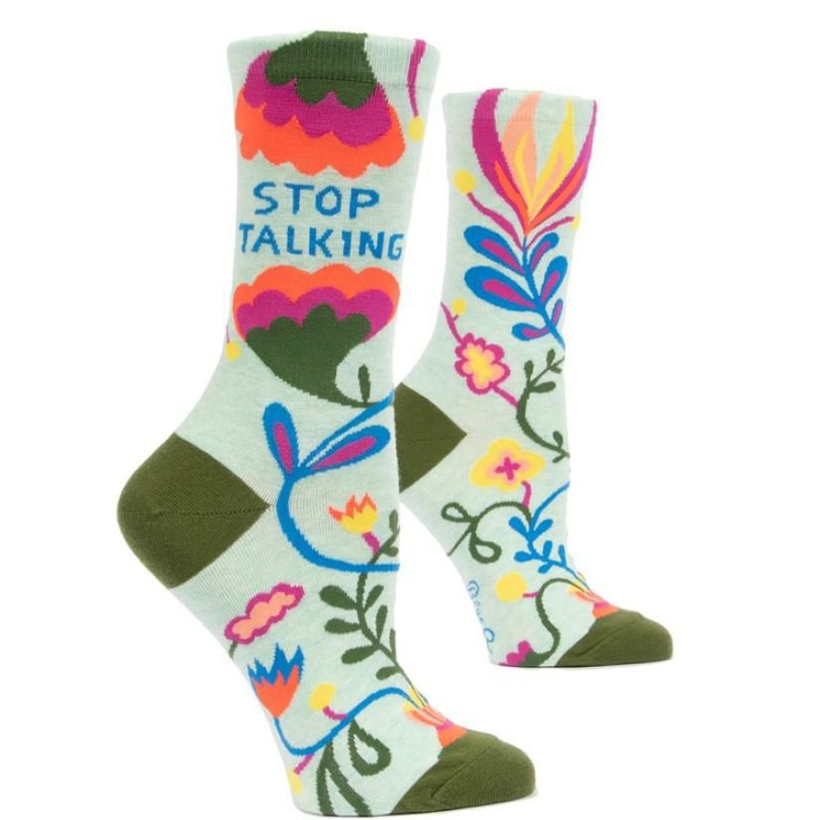 Socks * | Wholesale Blue Q Stop Talking Women'S Crew Socks