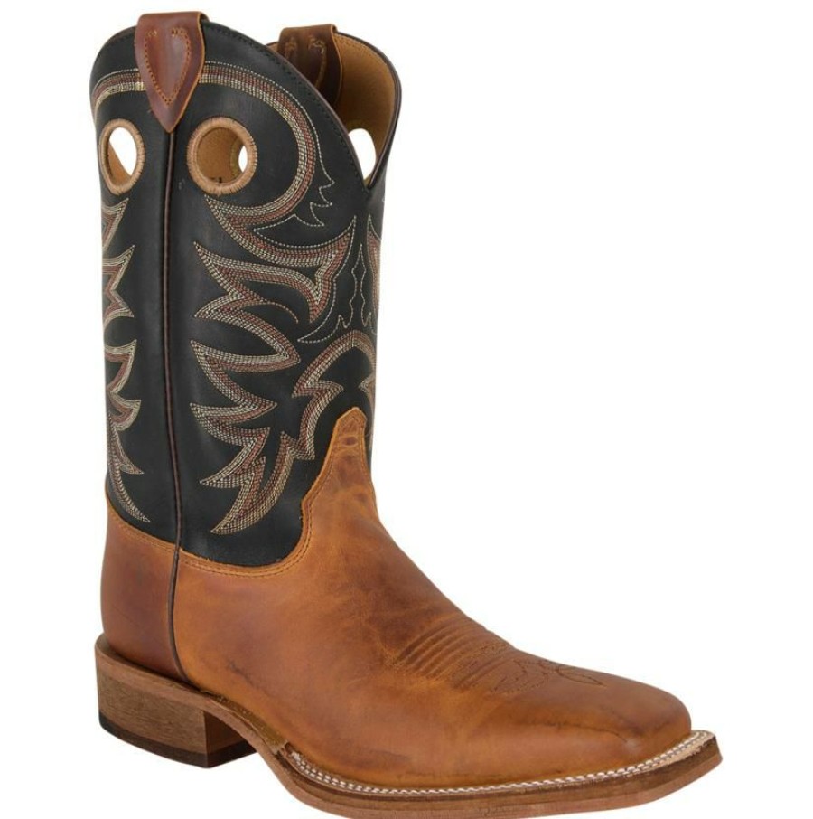 Western Boots * | Outlet Sale Justin Mens Tobacco Cowhide Bent Rail Boots