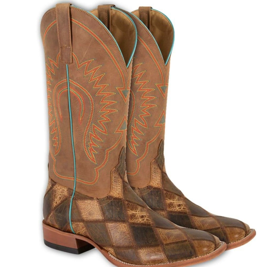 Western Boots * | Crazy Deals Horsepower Men'S Crazy Train Checkered & Patchwork Cowboy Boots