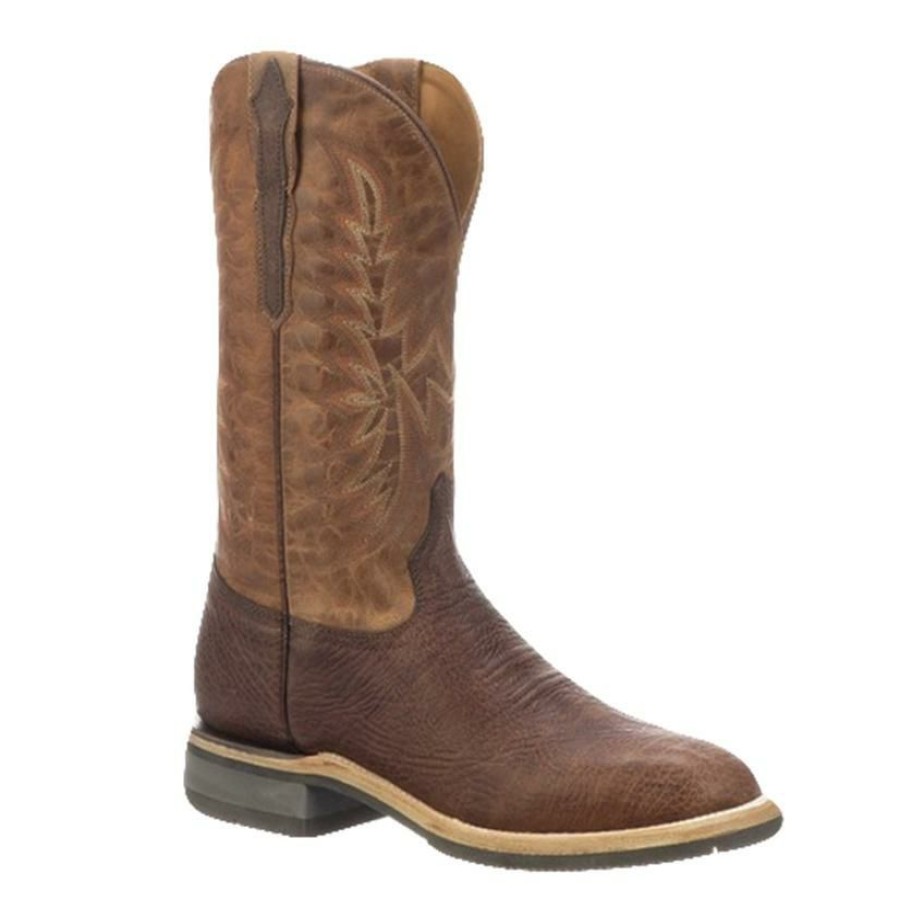 Western Boots * | Clearance Lucchese Rudy Chocolate Cowhide Men'S Barn Boots