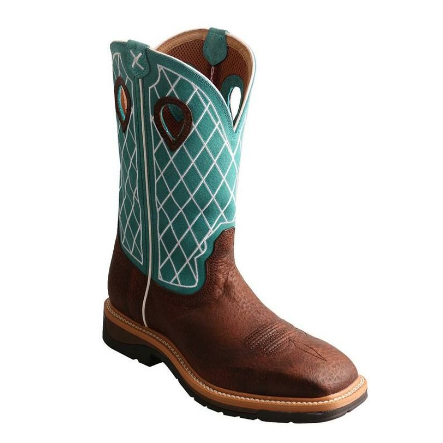 Western Boots * | Shop New Twisted X Mens Lite Work Turquoise Pull On Steel Toe Boot